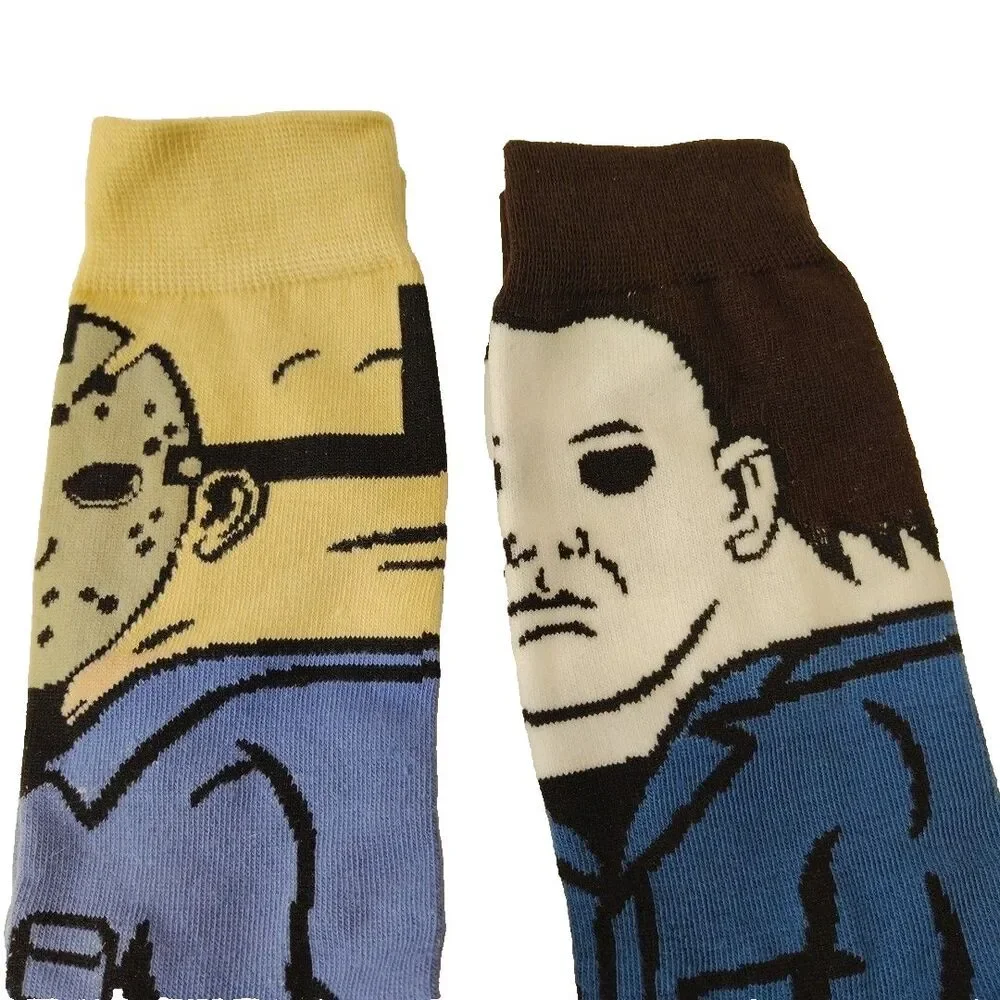 Halloween Friday 13th Jason Michael Myers Movies 2 Pair Men Sz 6-12 Socks NWOT